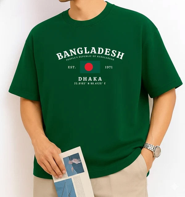 Drop Shoulder T-Shirt - Bangladesh 1971 Dhaka - Green