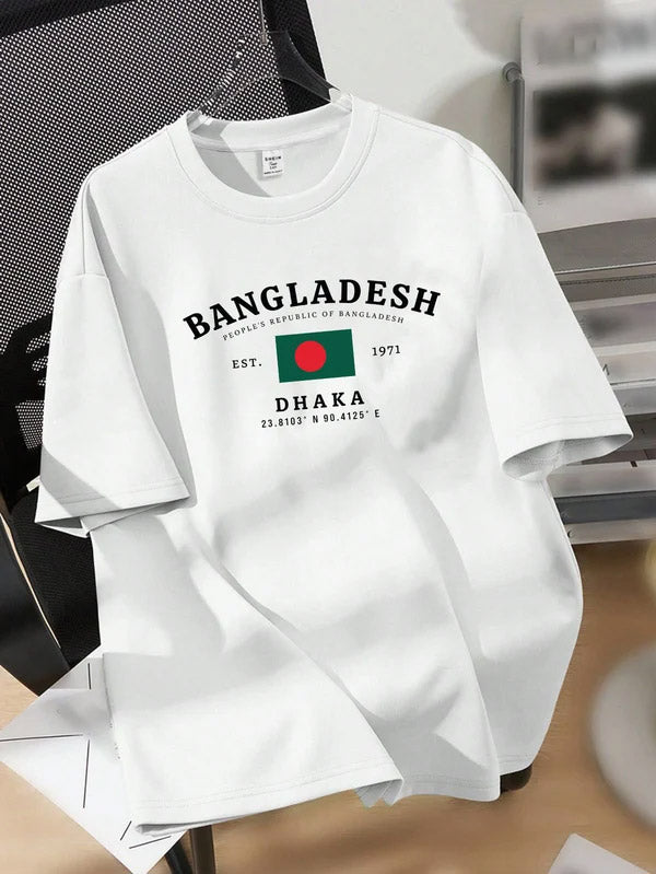 Drop Shoulder T-Shirt - Bangladesh-1971 Dhaka - White