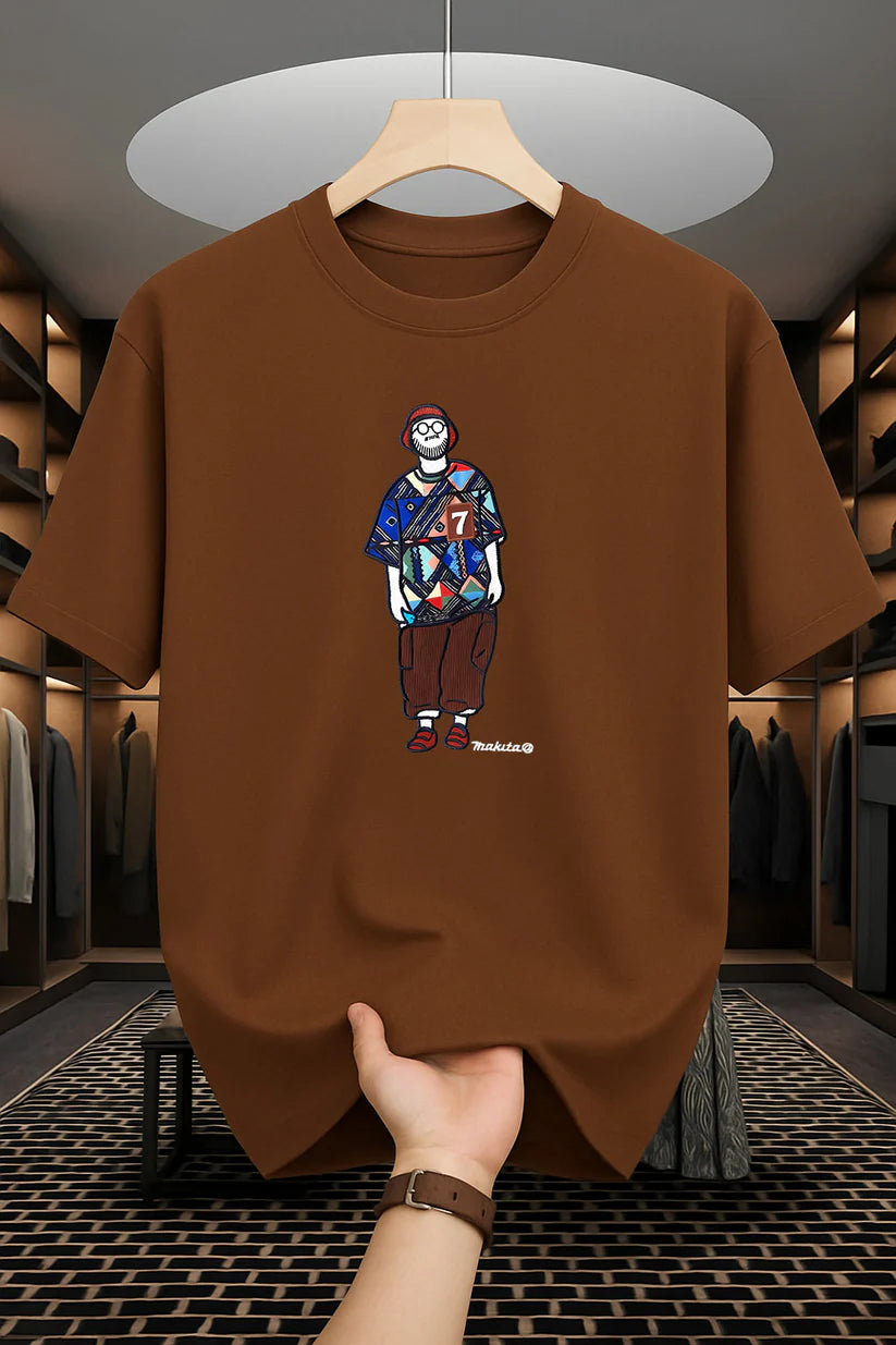 Drop Shoulder T-Shirt - Makuta Design - Coffee