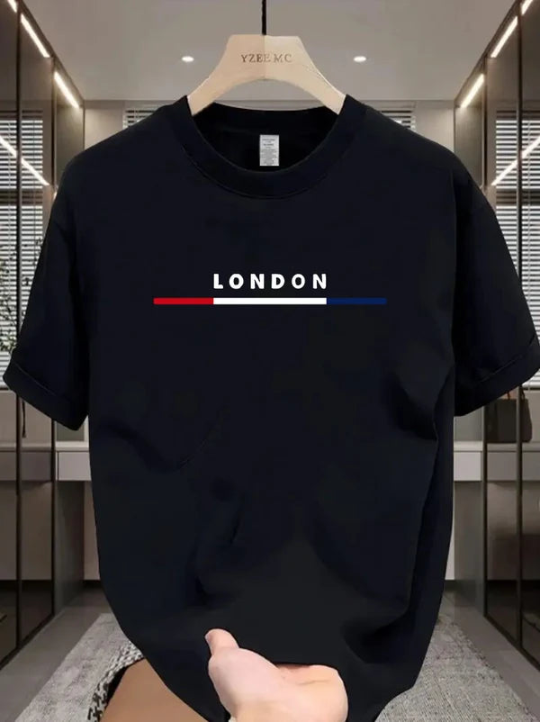 Drop Shoulder T-Shirt - London Design - Black