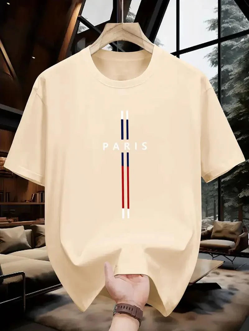 Drop Shoulder T-Shirt - Paris - Beige