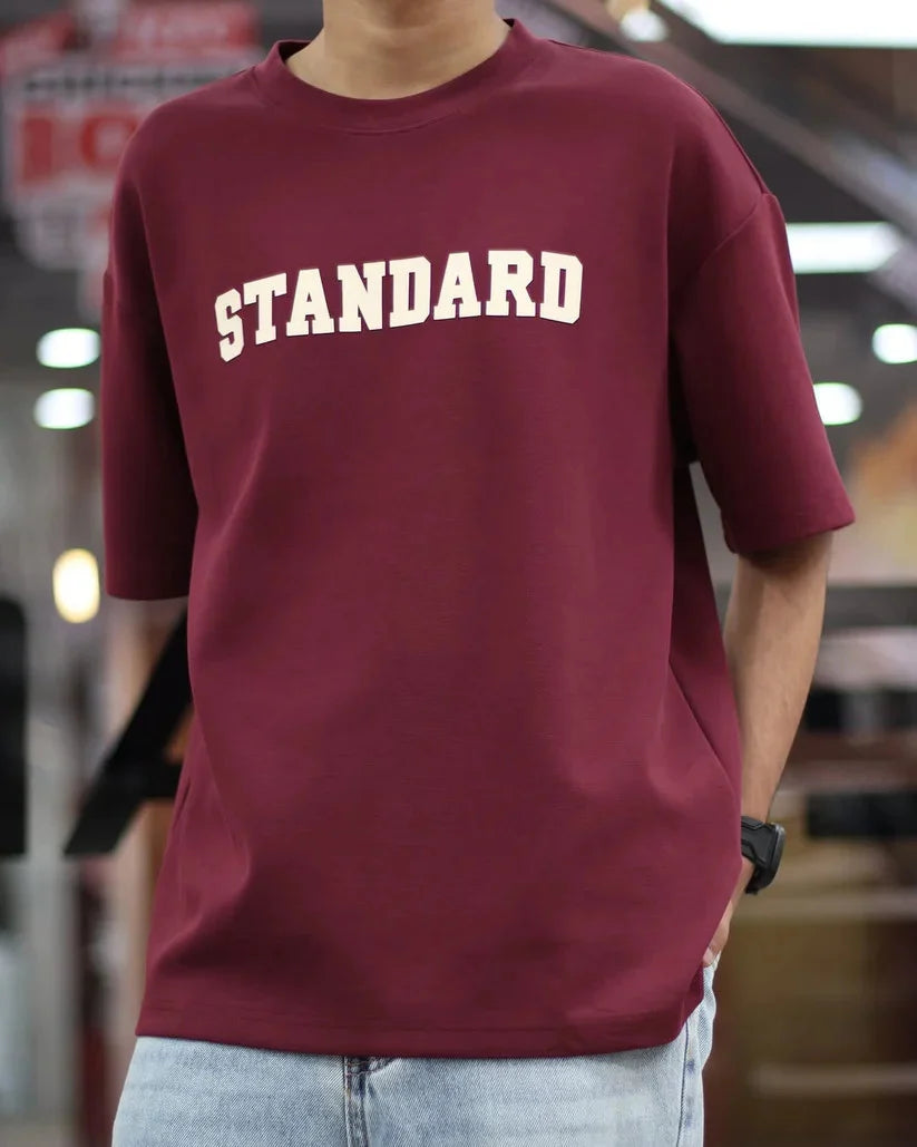 Drop Shoulder T-Shirt - Standard - Maroon