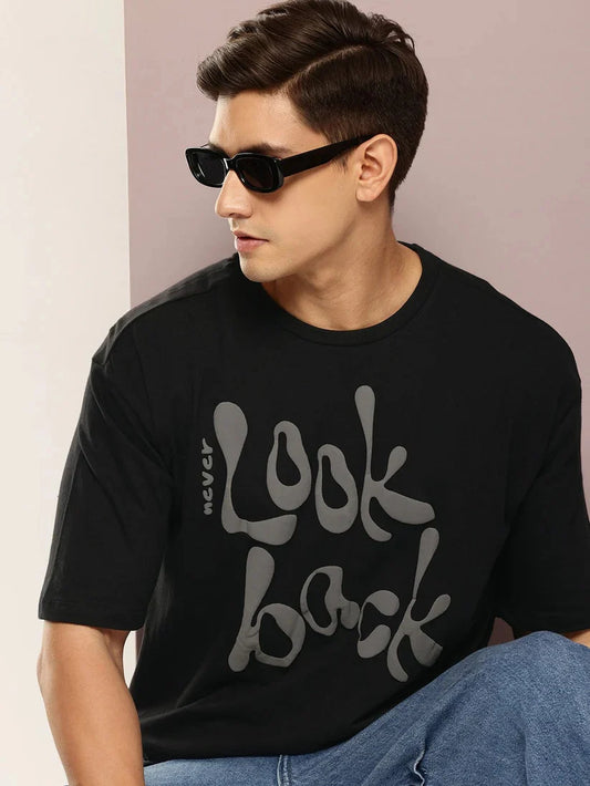 Drop Shoulder T-Shirt - Look Back - Black