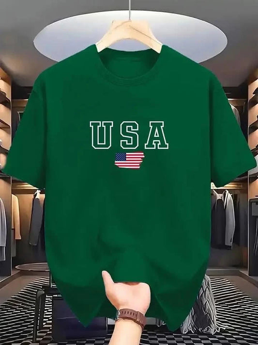 Drop Shoulder T-Shirt - USA - Green