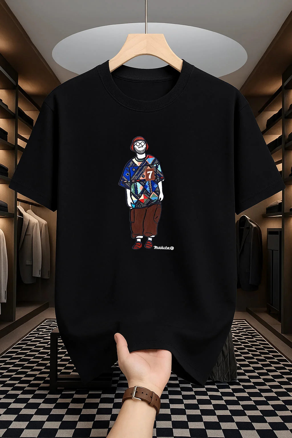 Drop Shoulder T-Shirt - Makuta Design - Black