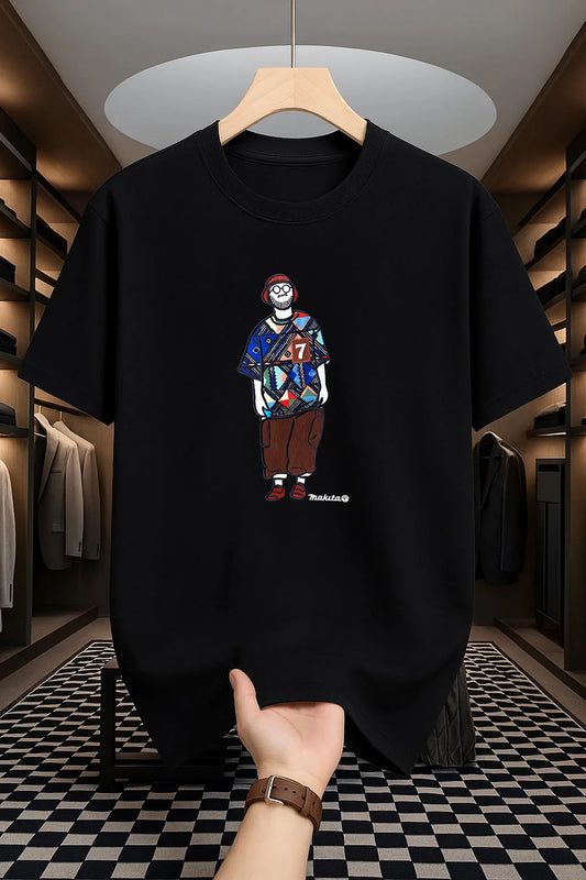 Drop Shoulder T-Shirt - Makuta Design - Black