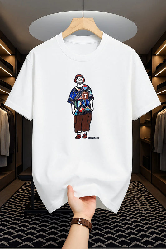 Drop Shoulder T-Shirt - Makuta Design - White