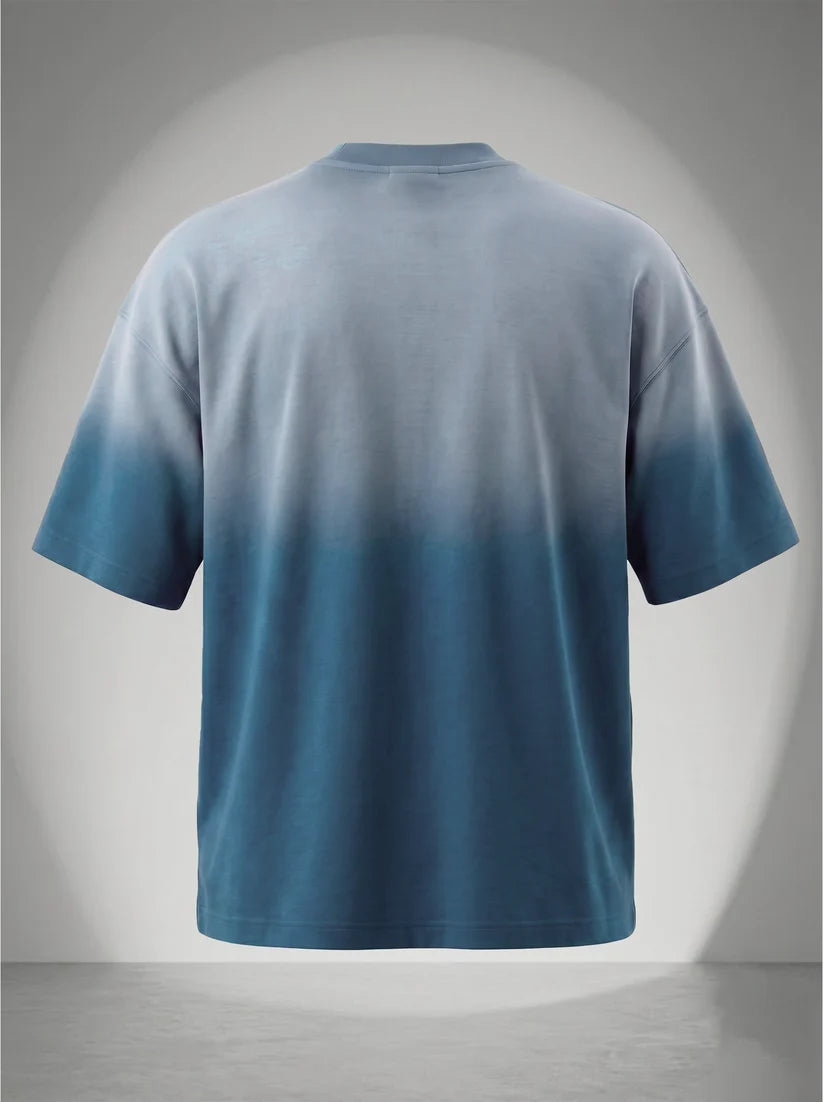 Deep Dye Drop Shoulder T-shirt - Ocean Blue