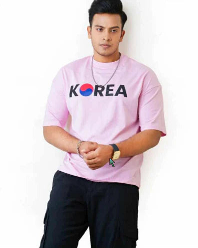 Drop Shoulder T-Shirt - Korea - Pink