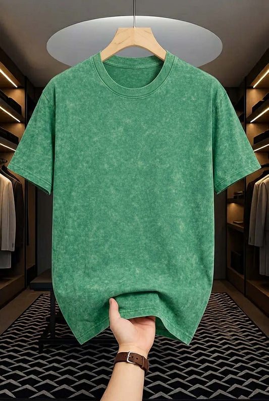 Acid Wash Drop Shoulder T-shirt - Green
