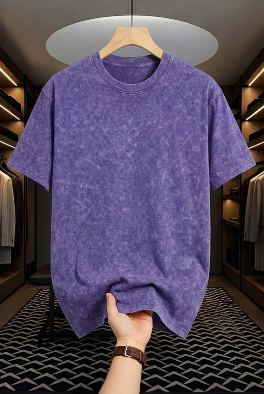 Acid Wash Drop Shoulder T-shirt - Blue