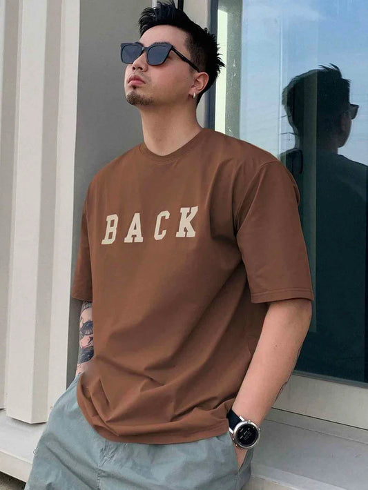 Drop Shoulder T-Shirt - Back -  Coffee