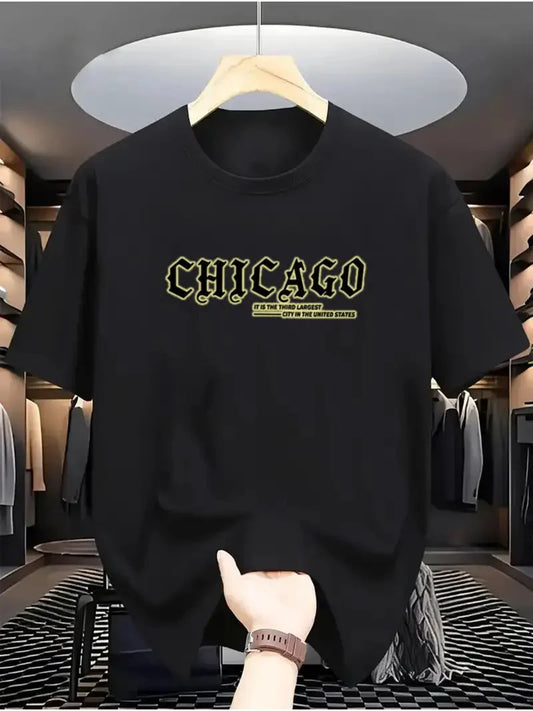 Drop Shoulder T-Shirt - Chicago - Black