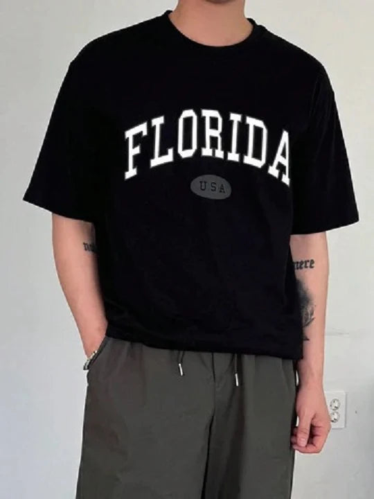 Drop Shoulder T-Shirt - Florida - Black