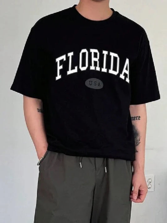 Drop Shoulder T-Shirt - Florida - Black