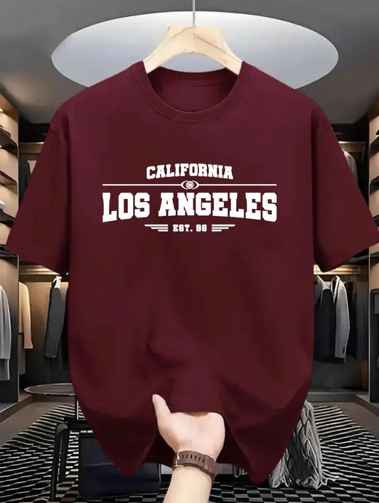 Drop Shoulder T-Shirt - Los Angeles - Maroon