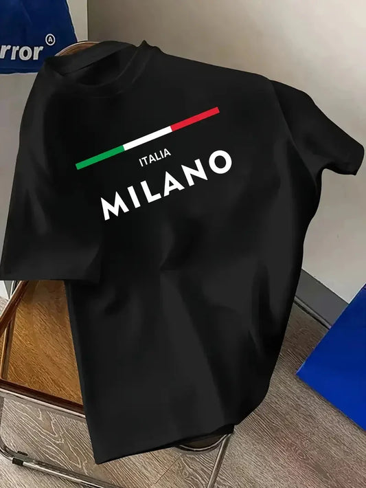 Drop Shoulder T-Shirt - Milano Design - Black