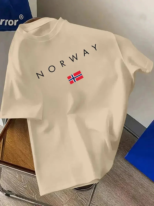 Drop Shoulder T-Shirt - Norway - Beige