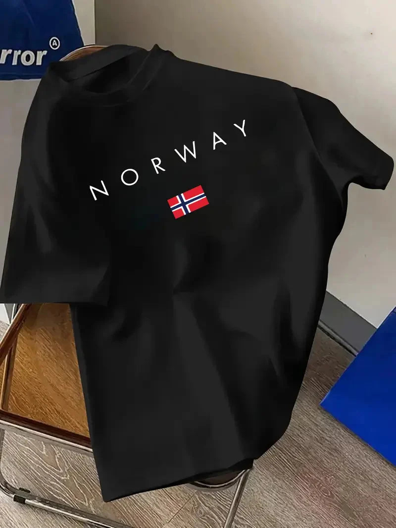 Drop Shoulder T-Shirt - Norway - Black