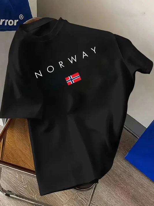 Drop Shoulder T-Shirt - Norway - Black
